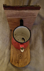 Red Enamel Coffee Pot Bird feeder or planter.  Price includes shipping.