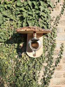 Pewter Coffee Pot Bird Nest Box or Feeder
