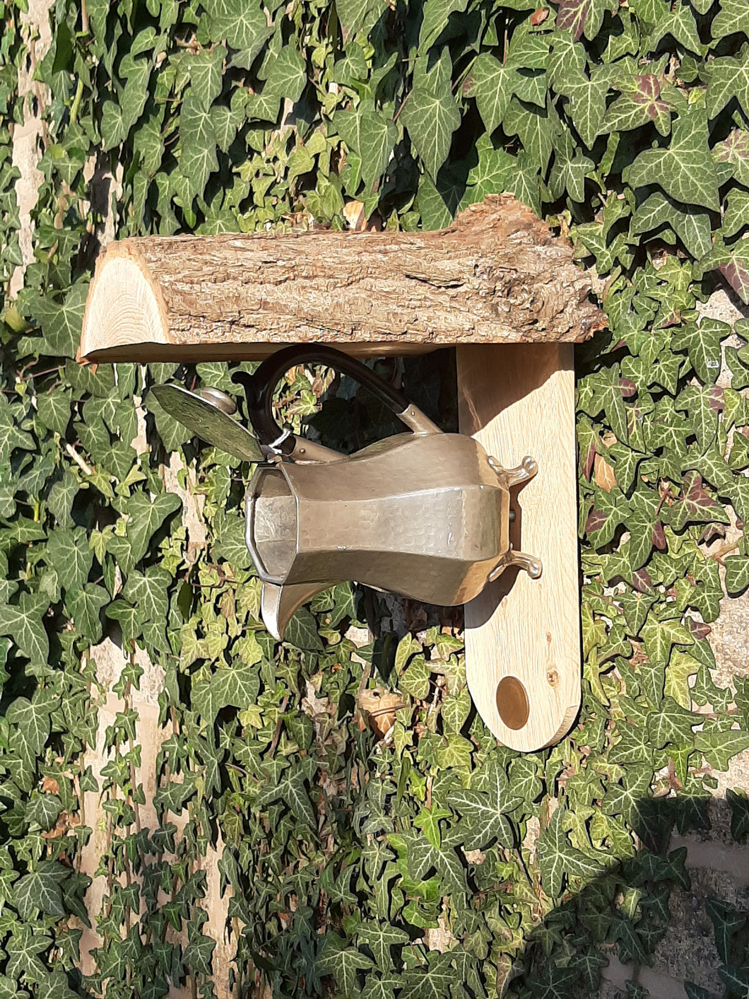 Pewter Coffee Pot Bird Feeder or planter