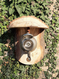 Pewter Coffee Pot Bird Feeder or Planter